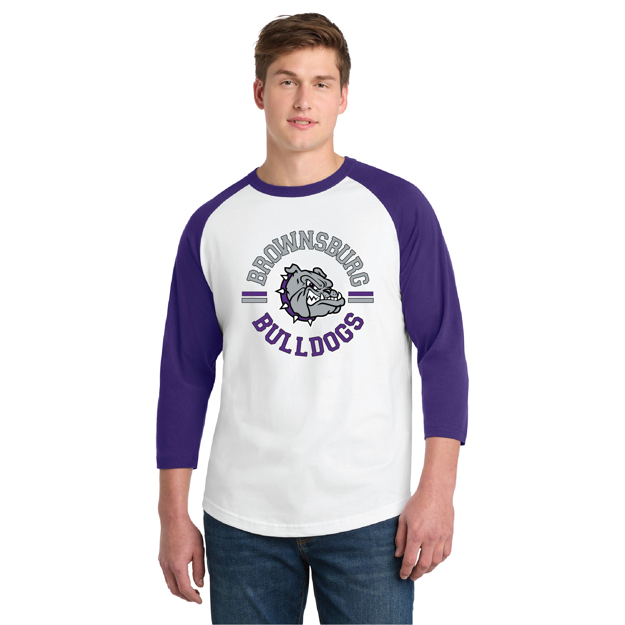 Brownsburg Bulldogs Colorblock Raglan Baseball Jersey
