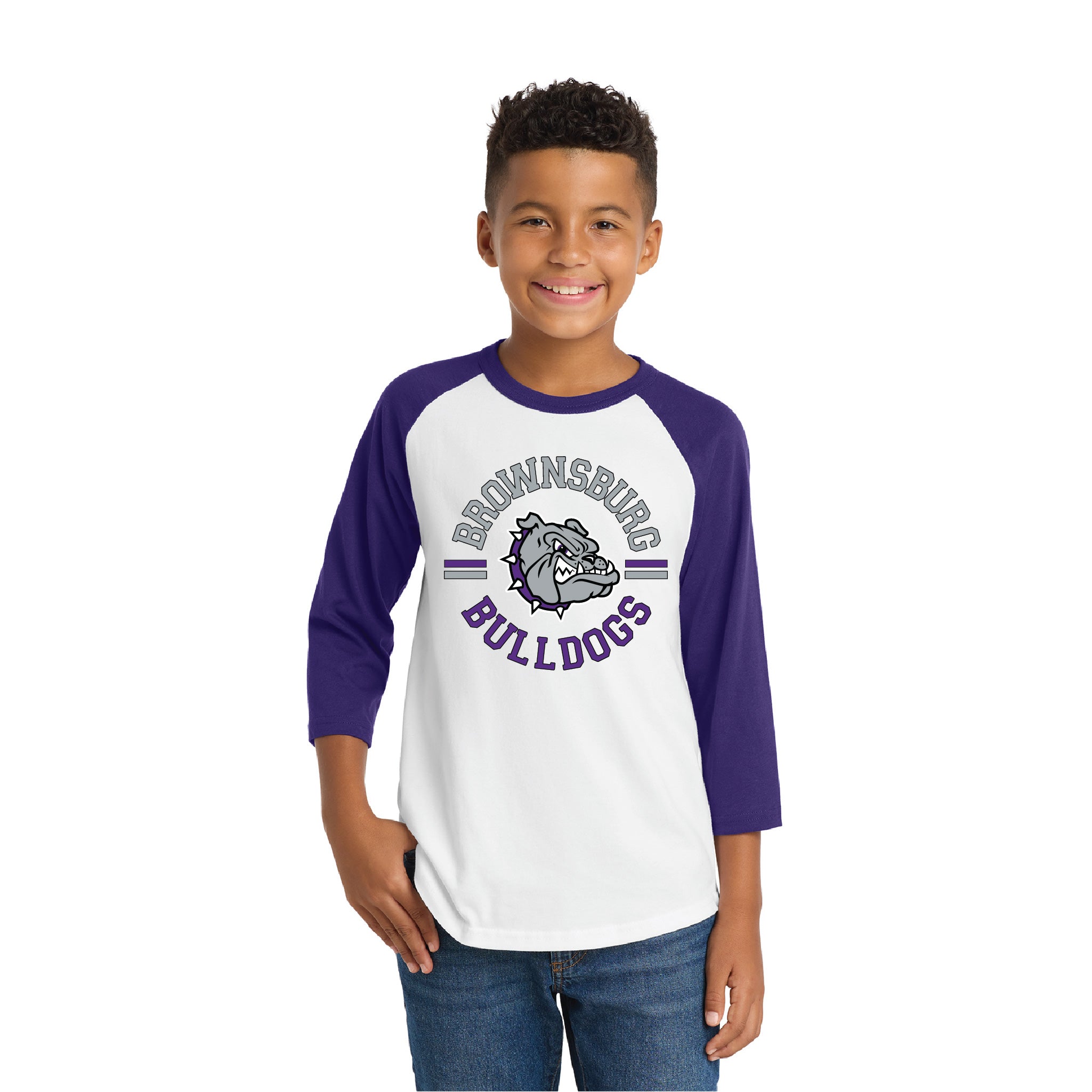 Brownsburg Bulldogs Youth Colorblock Raglan Baseball Jersey